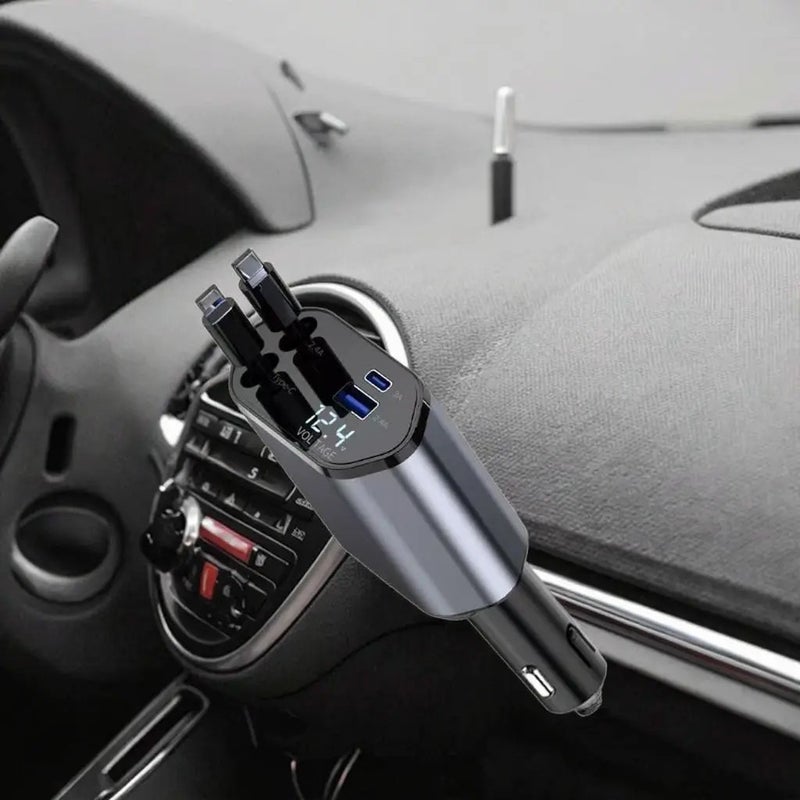 Bluejw 120W 4-Port Retractable Car Charger Adapter - Fast Charging Universal Cigarette Lighter Splitter with Stereo Function (12-24V) & 1-Year Warranty - Automobile Charger - Image 4